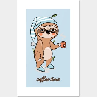 sloth coffee Posters and Art